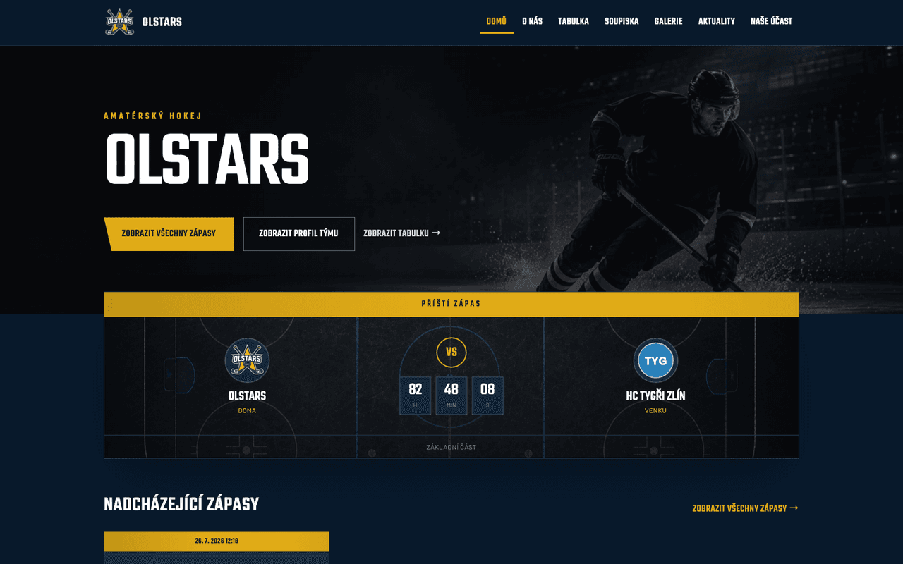 Screenshot — týmový web OL STARS